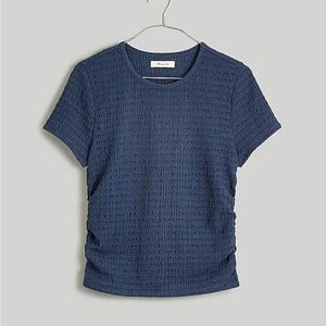 Madewell Ruched Crewneck Tee Blue Gray Nighttime L Barely Worn